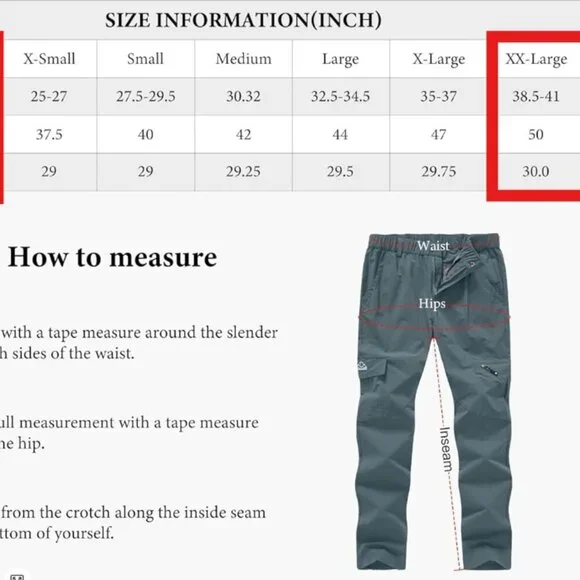 Hiking Cargo Pants Lightweight Stretch Water Resistant Quick Dry - Picture 14 of 14